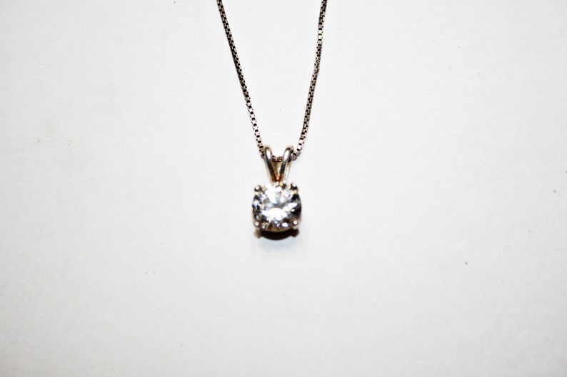 Vintage Sterling Silver and Cubic Zirconia Pendant Necklace