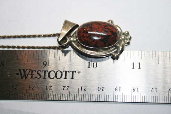 Vintage Sterling Silver and Red Stone Pendant Nec… - image 3