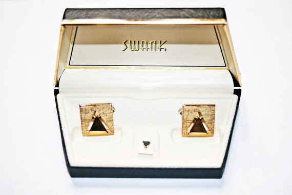 Vintage Art Deco Swank Cuff Links and Tie Tack Set - image 1
