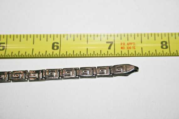 Vintage Sterling Silver Greek Key Chain Bracelet - image 2