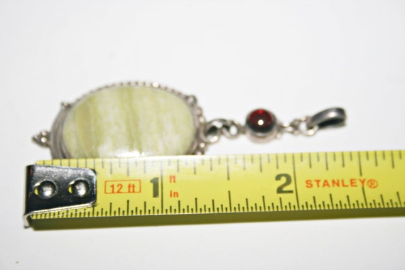 Vintage Sterling Silver Green Stone Pendant - image 2
