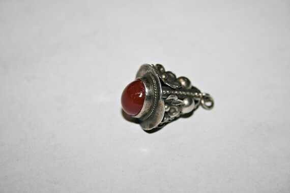 Antique Sterling Silver and Carnelian Glass Fob - image 7