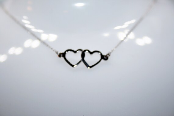 Vintage Sterling Silver Double Heart Necklace - image 9