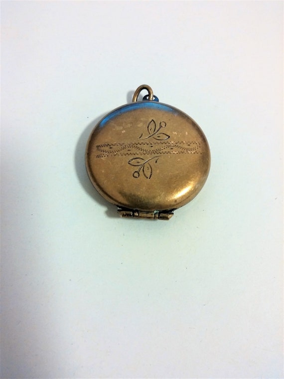 Antique Victorian French Locket Pendant Brass Nec… - image 1