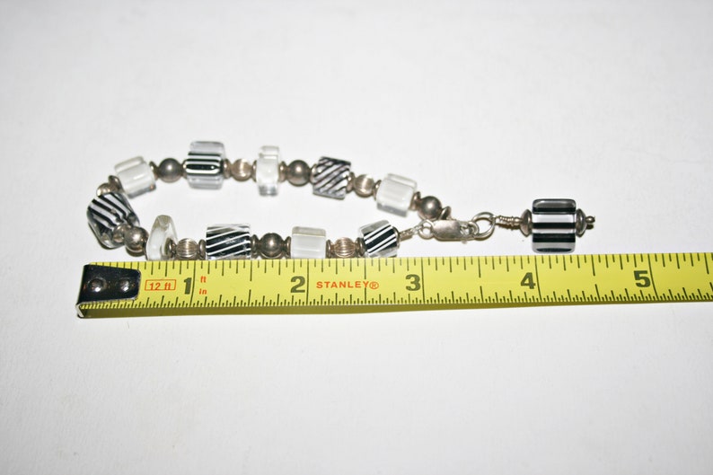 Vintage Sterling Silver Lampwork Glass Bracelet