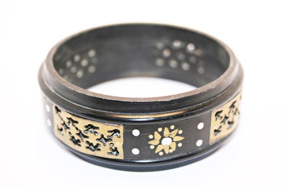 Vintage Horn Pique Bracelet with Silver and Gold … - image 2