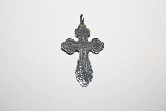 Antique 84 Silver Imperial Russian Cross Pendant - image 7