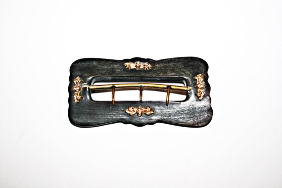 Antique Victorian Carved Horn Sash Buckle - image 6