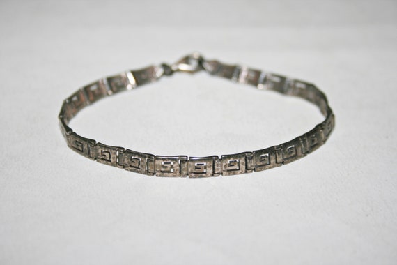 Vintage Sterling Silver Greek Key Chain Bracelet - image 6