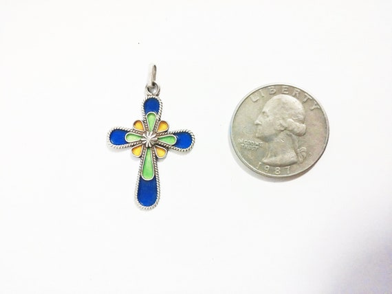 Antique Imperial Russian Enameled Cloisonne Cross… - image 4