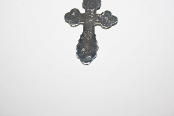 Antique 84 Silver Imperial Russian Cross Pendant - image 4