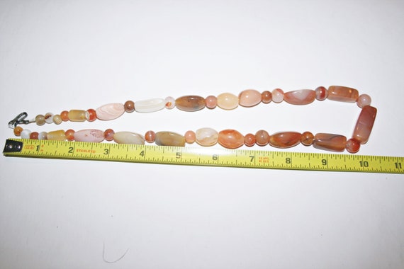 Vintage Polished Agate Stone Beaded Necklace - image 2