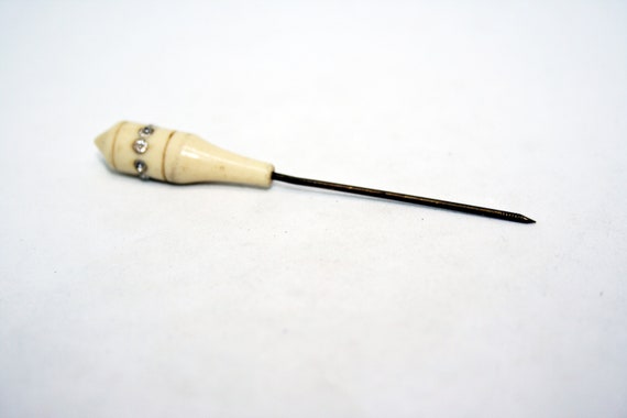 c1920s Antique Ivoine Celluloid Stick Pin Inlaid … - image 5