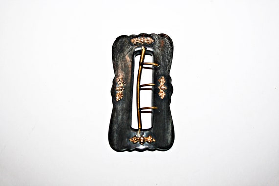 Antique Victorian Carved Horn Sash Buckle - image 1