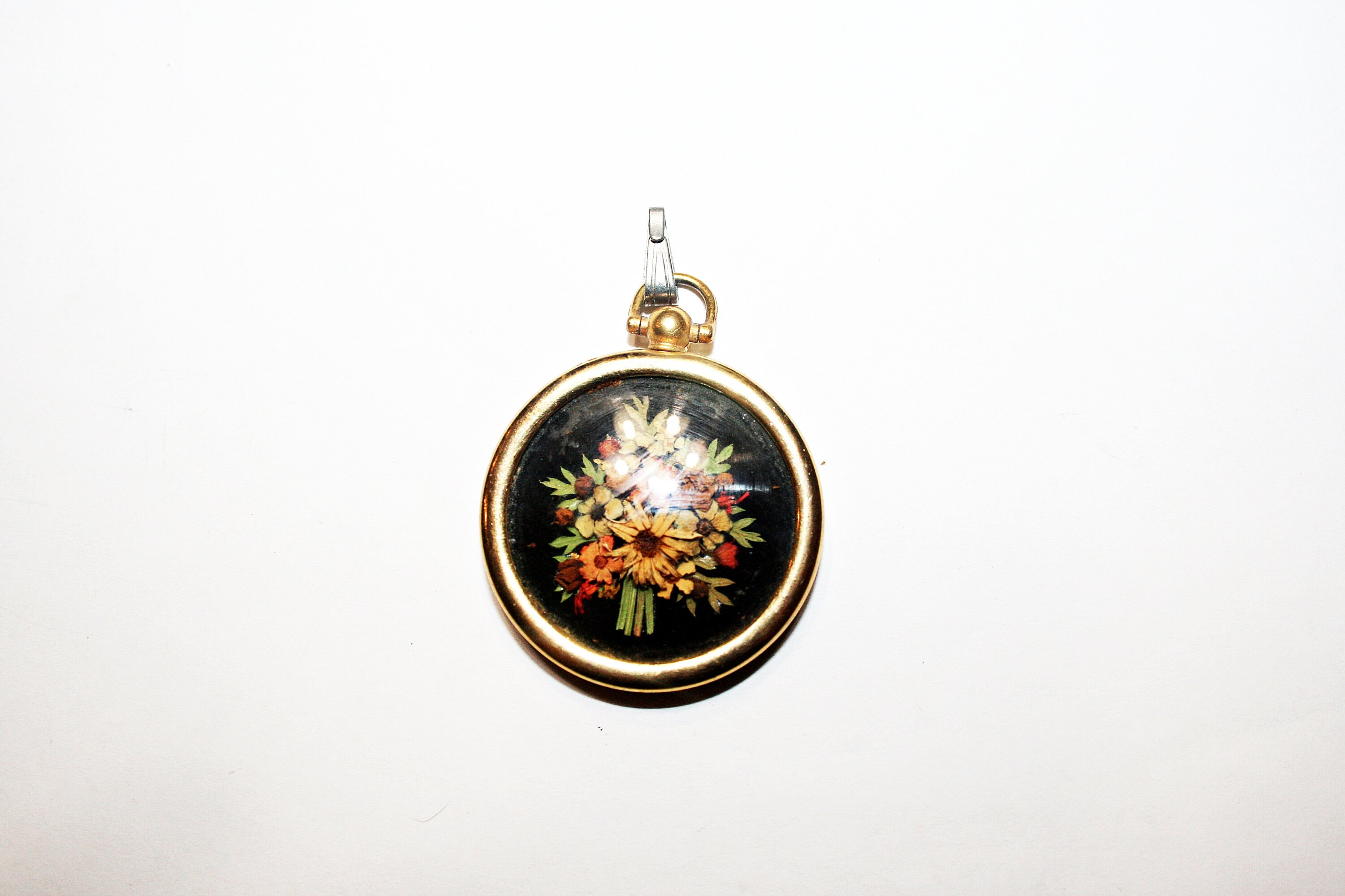 Antique Victorian Pressed Flower Bouquet Pendant Etsy
