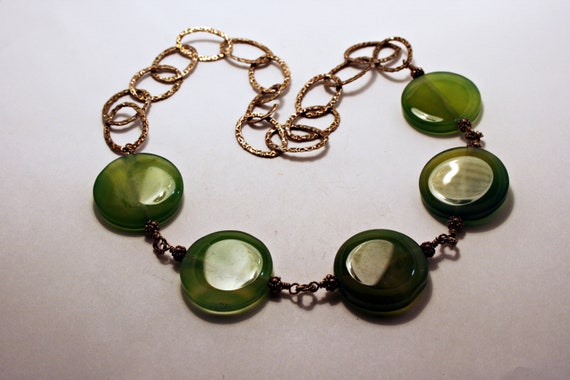 Vintage Sterling Silver and Green Chalcedony Neck… - image 3