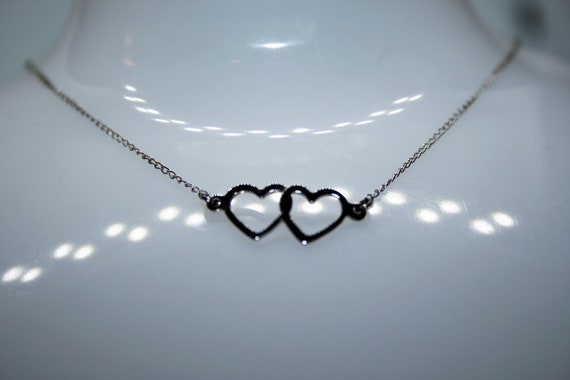 Vintage Sterling Silver Double Heart Necklace - image 6