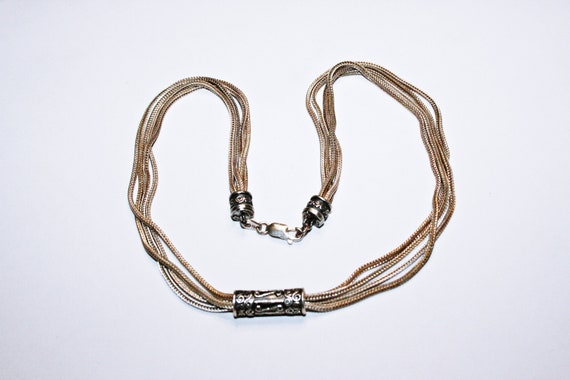 Vintage Sterling Silver Multi Chain Necklace - image 1