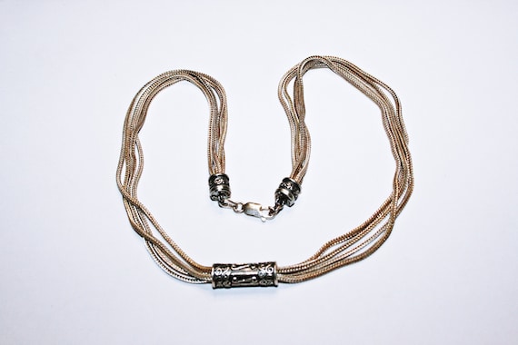 Vintage Sterling Silver Multi Chain Necklace - image 1