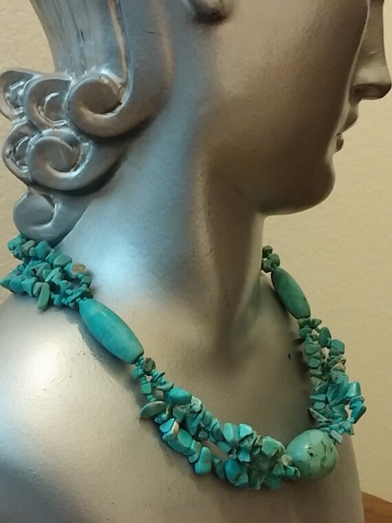 Vintage Southwestern Turquoise Howlite Necklace - image 4