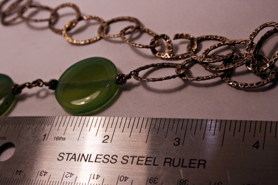 Vintage Sterling Silver and Green Chalcedony Neck… - image 2