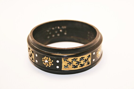 Vintage Horn Pique Bracelet with Silver and Gold … - image 5