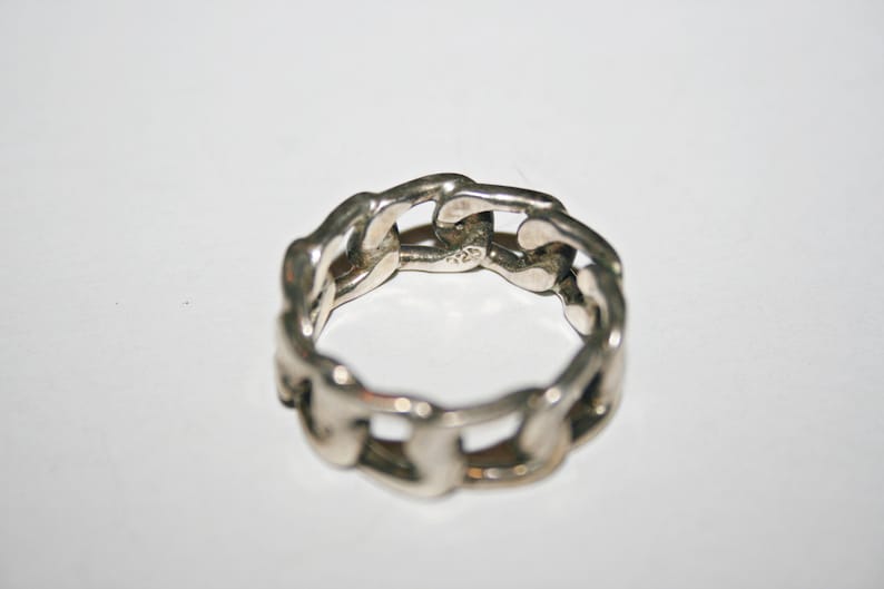 Size 10 Vintage Sterling Silver Chain Ring
