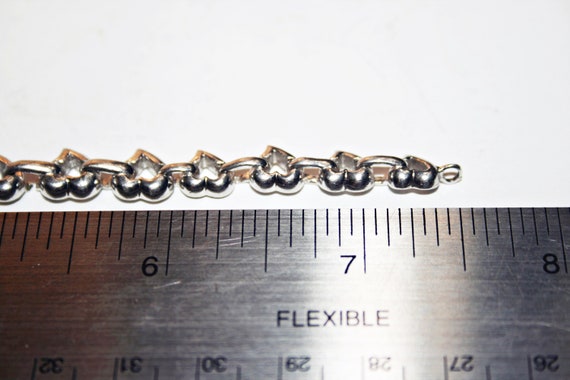 Vintage Sterling Silver Heart Shaped Chain Bracel… - image 3
