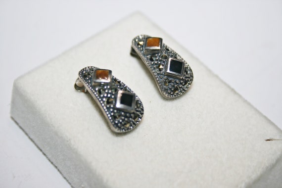 Art Deco Revival Sterling Silver Onyx Tiger's Eye… - image 10