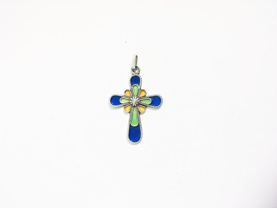 Antique Imperial Russian Enameled Cloisonne Cross… - image 3