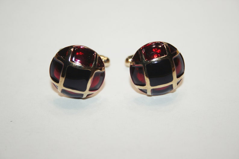 Vintage Red Enamel Cuff Links