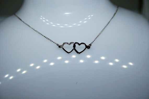 Vintage Sterling Silver Double Heart Necklace - image 7