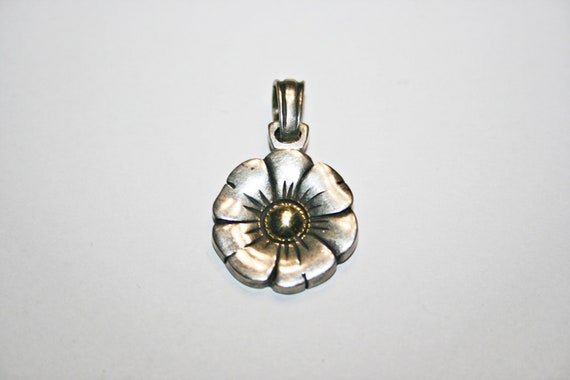 Vintage Sterling Silver and 18k Yellow Gold Flowe… - image 1