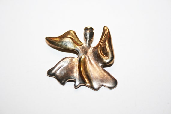 Vintage Gold Plated Sterling Silver Angel Brooch - image 4