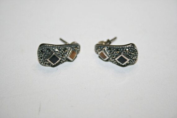 Art Deco Revival Sterling Silver Onyx Tiger's Eye… - image 3