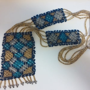 Antique Czech Art Deco Seedbead Sautoir Necklace - Woven Fringe 1920s Flapper