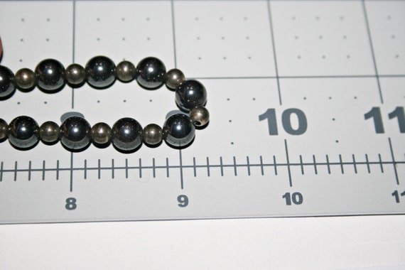 Vintage Hematite and Silver Tone Beaded Necklace - image 2