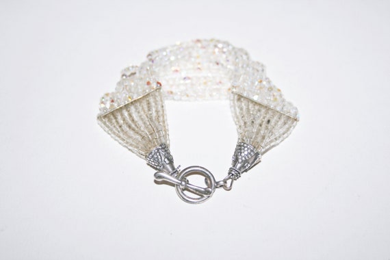 Vintage Artisan Crystal Beaded Bracelet with Ster… - image 1