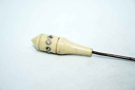c1920s Antique Ivoine Celluloid Stick Pin Inlaid … - image 6