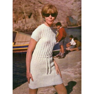 1960s Mod Minikleid Strickmuster - Raglanärmel geripptes Oberteil (PDF Pattern)
