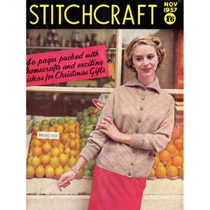 Stitchcraft Magazine November 1957 Full Booklet Instant Download Crochet Embroidery Vintage 1950s Knitting Patterns Women Children Home