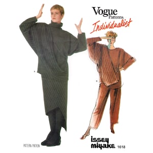 Vintage 1980s Sewing Pattern Vogue 1618 Issey Miyake V1618 Individualist Avant Garde Eighties Pattern Asymmetric Top Skirt Pants Size 12