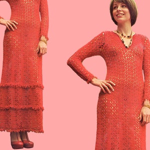 Vintage 1970s Crochet Pattern Seventies Crocheted Lace Dress Long and Lean Sexy Lace Dress Wedding Gown Pattern 70s Maxi Dress Pattern