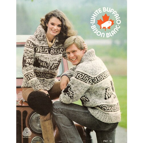 Vintage Cowichan Sweater Knitting Pattern, Unisex Graph Designs