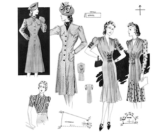 Vintage 1940 Pattern Drafting Book German Patterns Women Men Children Forties War Era Fashion Dresses Lingerie Suits Lutterloh Golden Rule