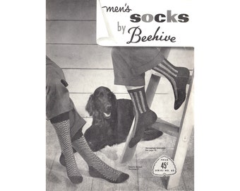 Vintage 1940s Knitting Pattern Book Calcetines para hombre por Beehive No. 62 Libro completo de 32 páginas Vintage Socks Forties Wartime WW2 Era Knitting Patterns