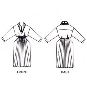 Vintage 1980s Vogue designer sewing pattern V1256, size 14, by Issey Miyake - line art