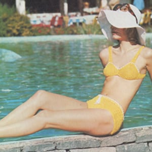 Vintage 1970s Pattern for Crochet Bikini Two-Piece Bathing Suit Seventies Crocheted Swimsuit Seventies Crocheted Bikini Pattern