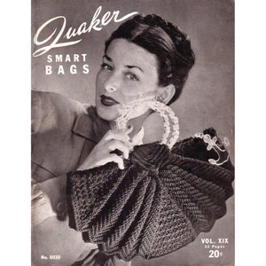 Vintage jaren 40 jaren 40 gehaakte handtassen portemonnees patronen volledig boekje Instant Download pdf WWII tijdperk huisbranden vintage tassen accessoires
