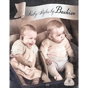 1940年代のベビーニットパターン：ビーハイブセーター、ベビー服（PDFダウンロード）